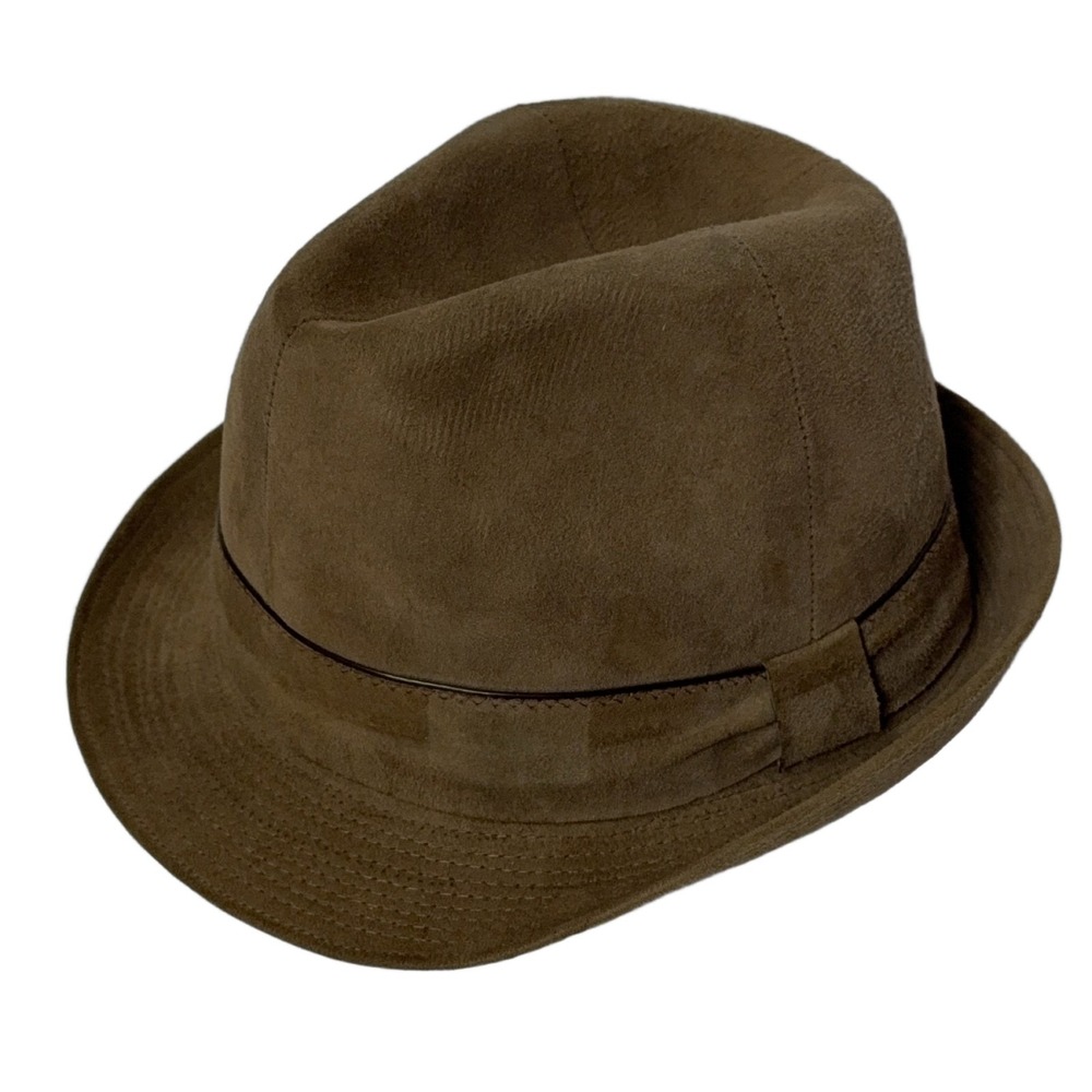Roméo Men's Fedora Hat Brown Suede Lined Classic Casual Size 56